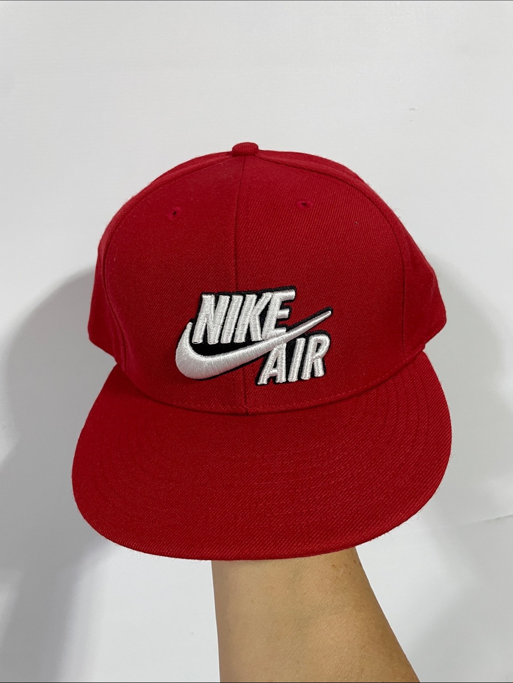 Nike Red Snapback Hat with White Nike Air Logo